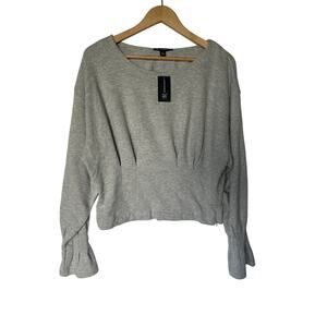 INC International Concepts🍂 Gray Trendy Cropped Pullover Top XL NWT